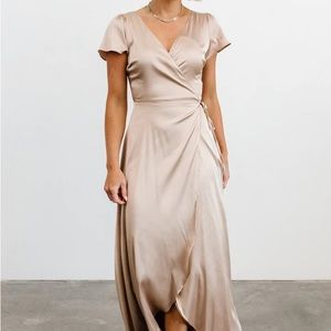 Satin Wrap Dress - Baltic Born - Large - Champagne